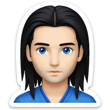 Bill Kaulitz with black long hair sticker
