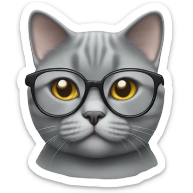 British blue shorthair cat with glasses sticker
