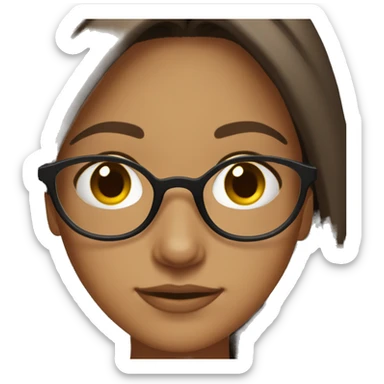 Girl with clear glasses dark brown slightly wavy hair and tan skin  sticker