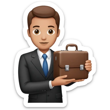 A businessman holds the case logo in his hands sticker