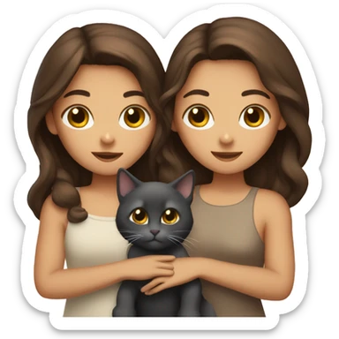Two brunettes and two cats in their hands sticker