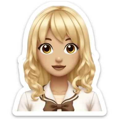 gyaru, kogal, kogyaru, school uniform, blonde hair, dark skin, brown skin sticker