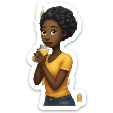 Black girl drinking tequila sticker
