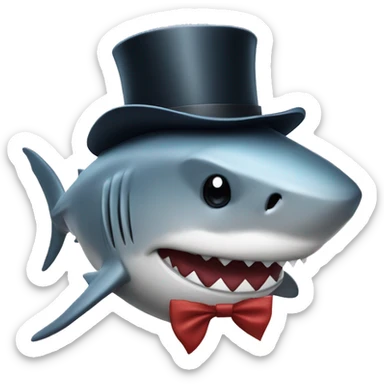 Shark with top hat and fancy bow tie sticker