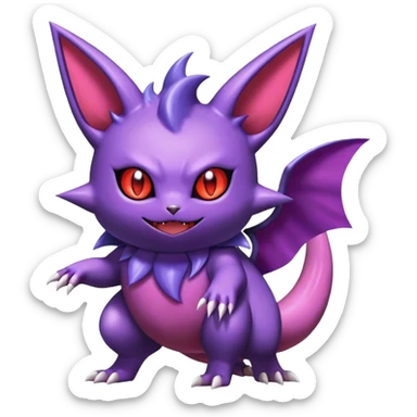 Shiny Dark Noibat-Espeon-Gengar-Litten-Nidorino-fusion-hybrid full body sticker