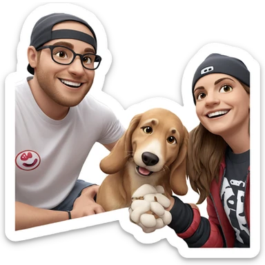 boys smiling with dog outdoor sticker