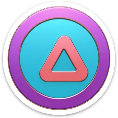 
One  Rotate 45 degree 3d credit coin color in in gradient of turquoise, blue, pink, purple, and coral sticker