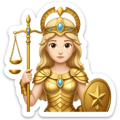 athena goddess, with scales of justice sticker