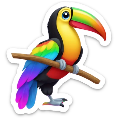 Lisa frank toucan with rainbow beak and feathers sticker