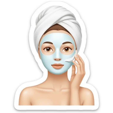 Lady with face cream white mask spa beauty full face relaxing sticker