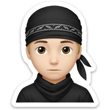 Make a boy wearing black bandana with some design on it  sticker