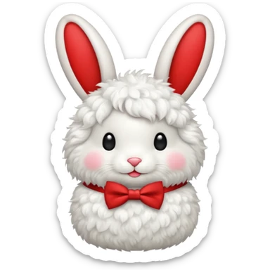 curly bunny with red bowtie sticker