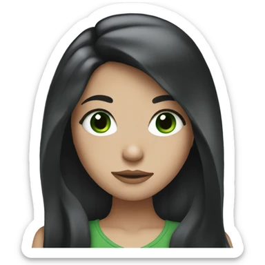 White girl with long black hair and green eyes  sticker
