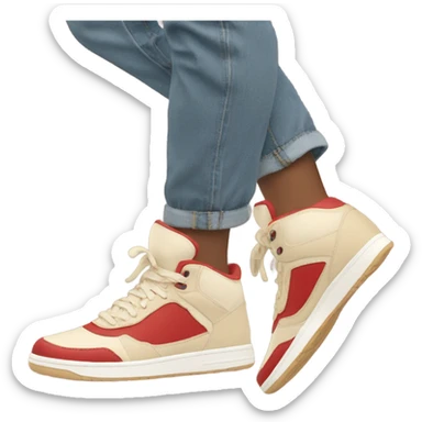 red and beige sneakers on feet sticker