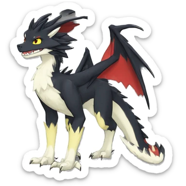Anthro Cute cool black red white yellow nargacuga-dragon sergal animal hybrid Fakemon full body sticker