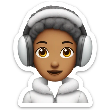 Girl wearing fuzzy ear muffs  sticker