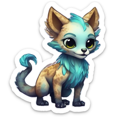 Cool cute Kawaii edgy fantasy shiny chibi animal creature fursona Fionbri vernid by griffsnuff & LiLaiRa & Falvie full bodyal sticker