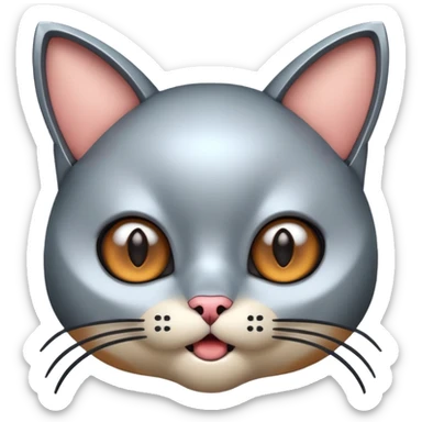 robot looking surprised with cat ears and looks funny sticker