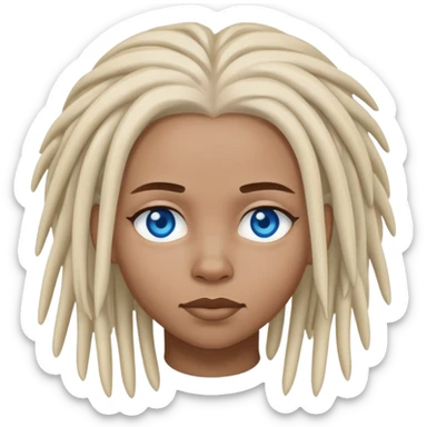 african american mae, white dreads, blue eyes sticker