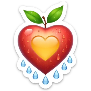 white heart with a raindrop pattern inside, apple emoji style sticker