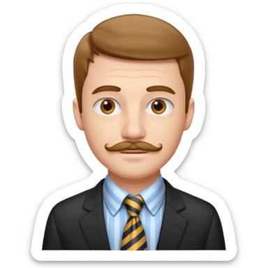 Young man with thin mustache & striped tie sticker