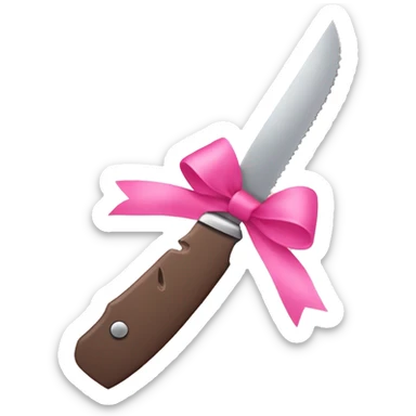 Knife with pink bow sticker