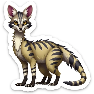 Feral Rare Fantasy dark vibrant Vernid-Sergal-Genet-Trico-species by LiLaiRa, random markings, tufted ears, full body, 4 legs sticker