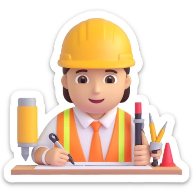 technical architect emoji, with drafting tools and a construction site background sticker