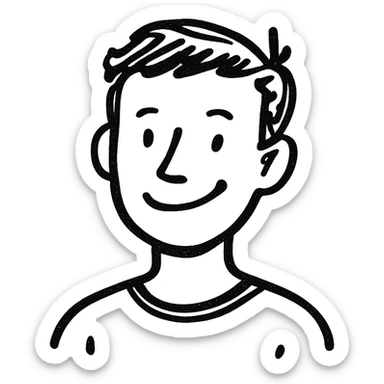 young adult man with smile sticker