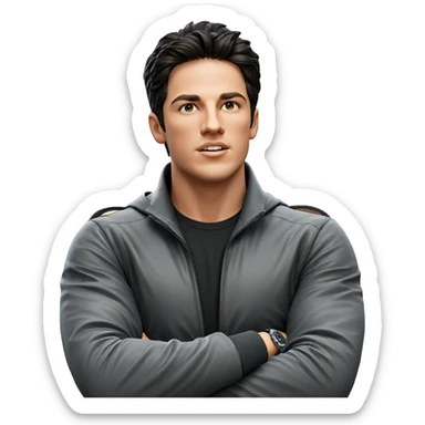confident male in black jacket sticker