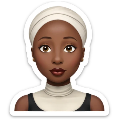 Cynthia erivo no hair Alluring black woman wide nose bald head big glossy lips sticker