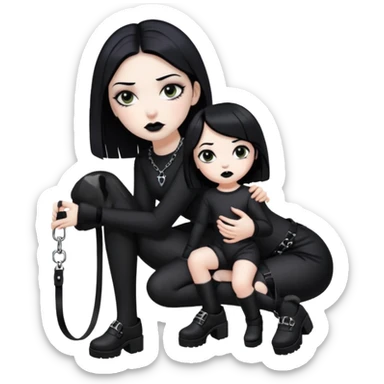 Homme 4 pattes fille Gothique derrière qui le tien en laisse  sticker