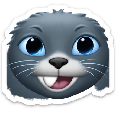 Cat in dark dark grey fur with laughing tears in its eyes , make the color blue f the eyes , also make the eears spicy sticker