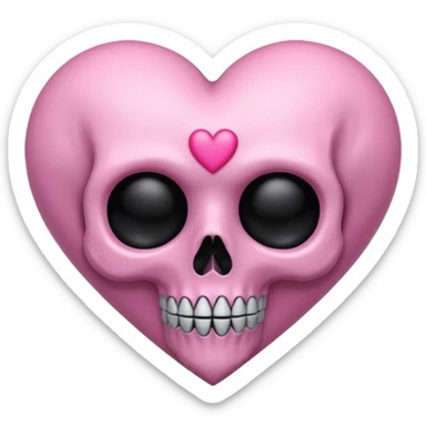 pastel goth heart with pink skull sticker