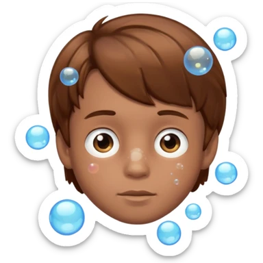 Boy person body made out of bubbles with brown hair sticker