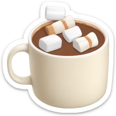 Light beige mug of hot chocolate with marshmallows  sticker