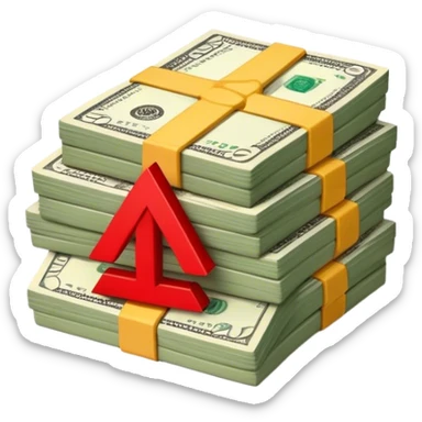 money with a red varning symbol sticker