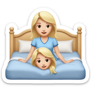 Blonde lady has fun in a big bed sticker