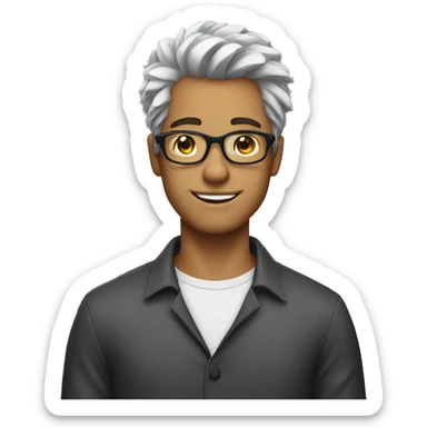 young man with glasses and salt and pepper hair sticker