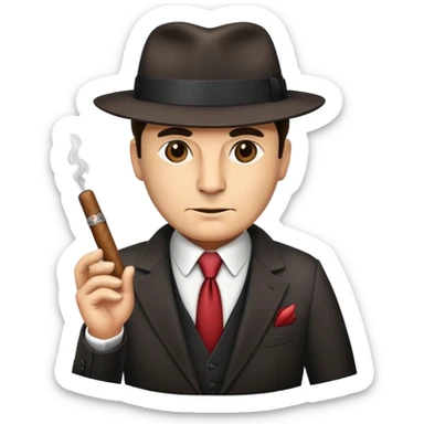 mafia boss with suit, fedora hat and cigar sticker
