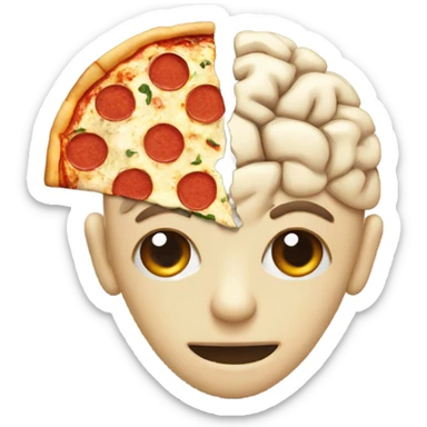 A brain with a piece of pizza inside sticker