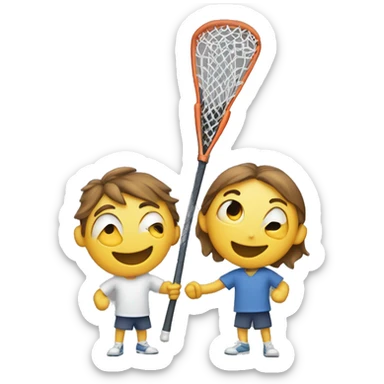 two kids with lacrosse sticks excited to see each other sticker