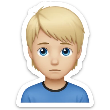 boy with blonde hair emo, and light brown shirt, blue eyes sticker