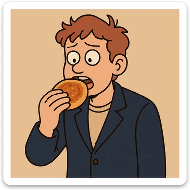 Hotteok a boy navy blue men's blazer jackets he's eating Hotteok sticker