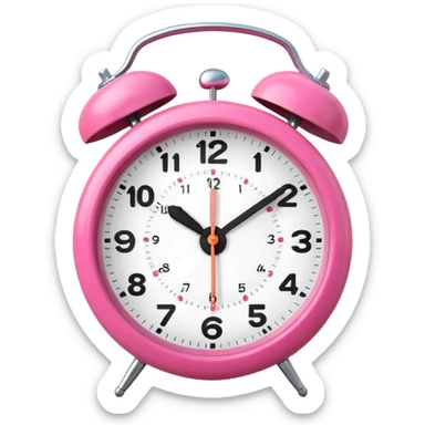 pink alarm clock with the white face sticker