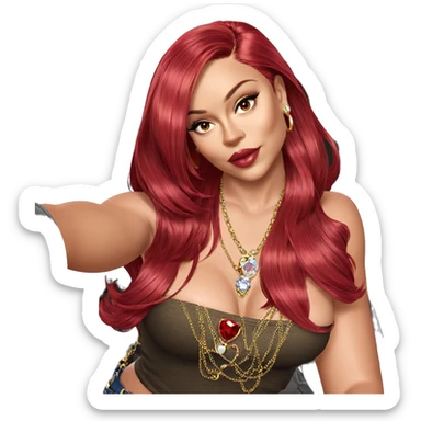 red-haired girl with jewelry sticker
