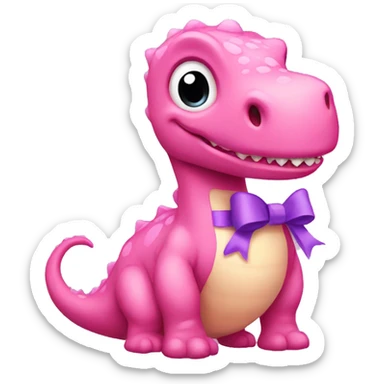 Pink Dino with bow sticker