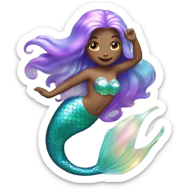 Iridescent mermaid with iridescent tail sticker