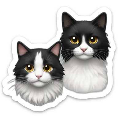 A blank short haired cat and a black/white long haired cat sticker