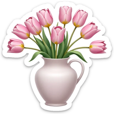 Light pink tulips in white vase sticker